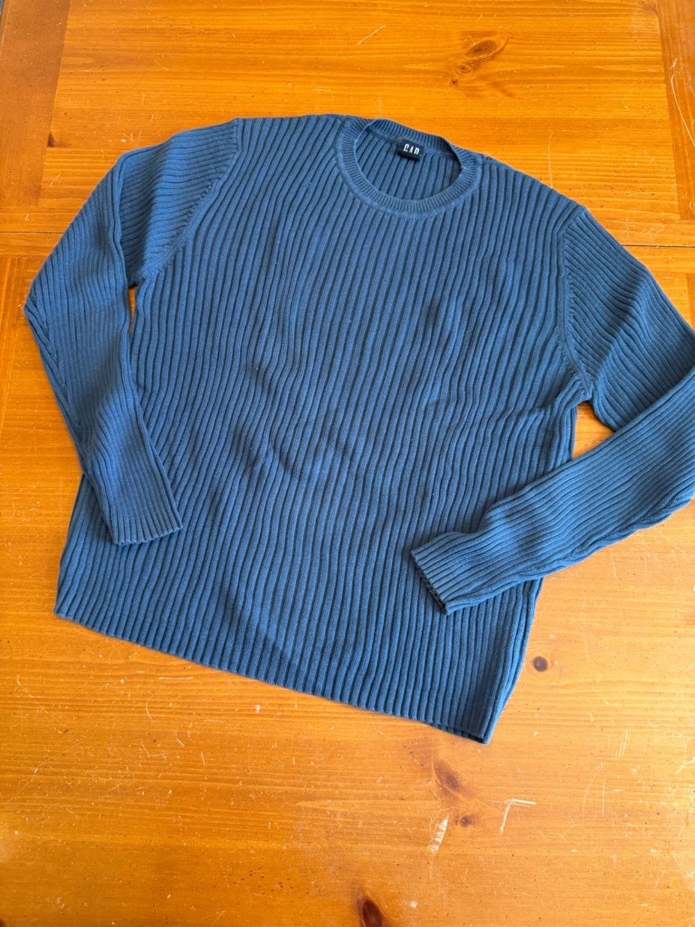 Vintage GAP Men's Ribbed Crewneck Sweater - Blue